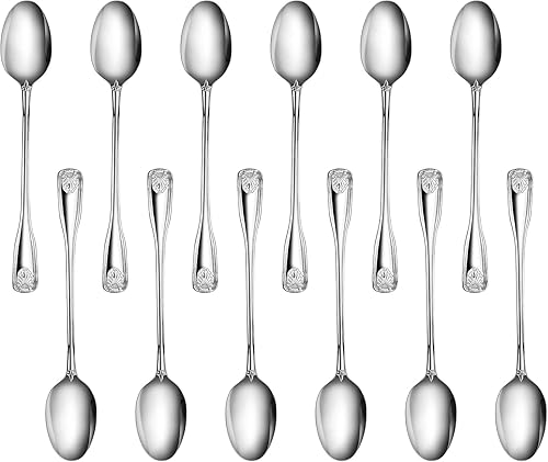 New Star Foodservice 58420 Shell Pattern, acero inoxidable 180, cucharadita helada, 7.2 pulgadas, juego de 12