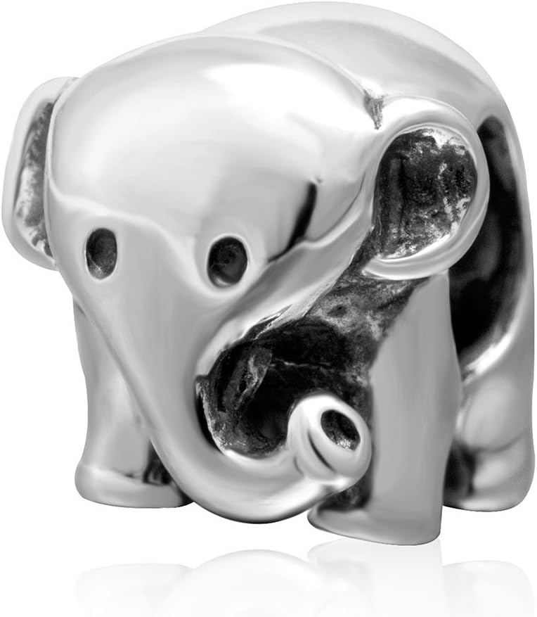 Elephant Charm - 925 Sterling Silver Charm - Animal Charm Fit European Bracelet