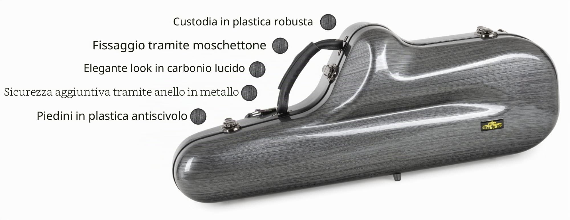 Custodia Deluxe Lechgold per Sax Tenore, Custodia robusta in plastica | Custodia per strumenti Lechgold "Deluxe" per sax tenore, Guscio rigido ammortizzante, Maniglia rinforzata, Peso: 3, 6 kg