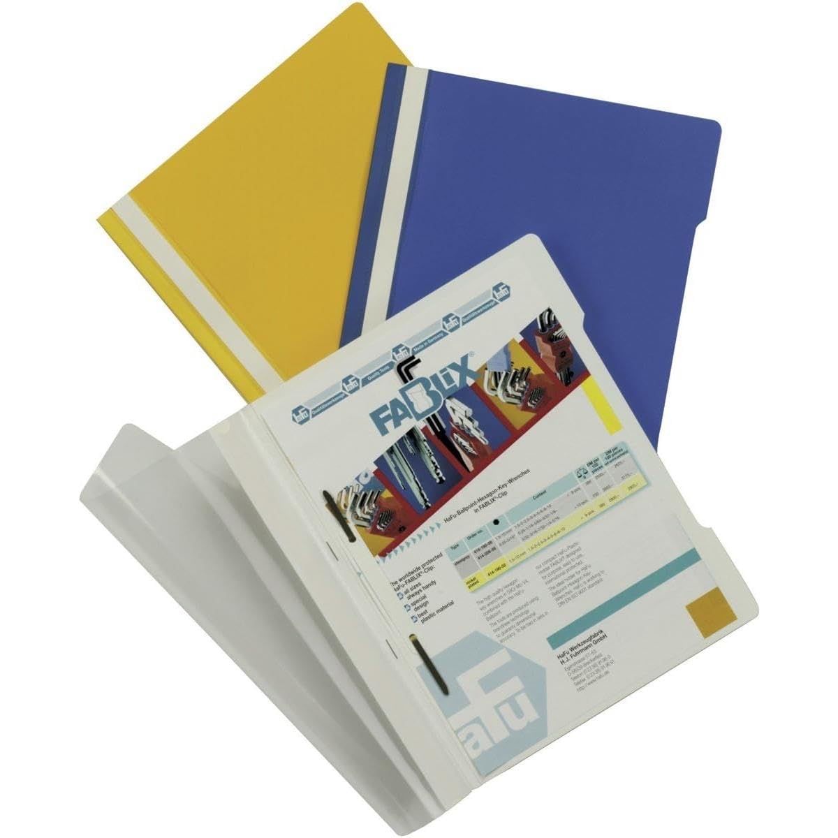 Durable 257004 Skoroszyt A4 (z przezroczystą okładką, z PVC), opak. 50 sztuk, kolor żółty.
