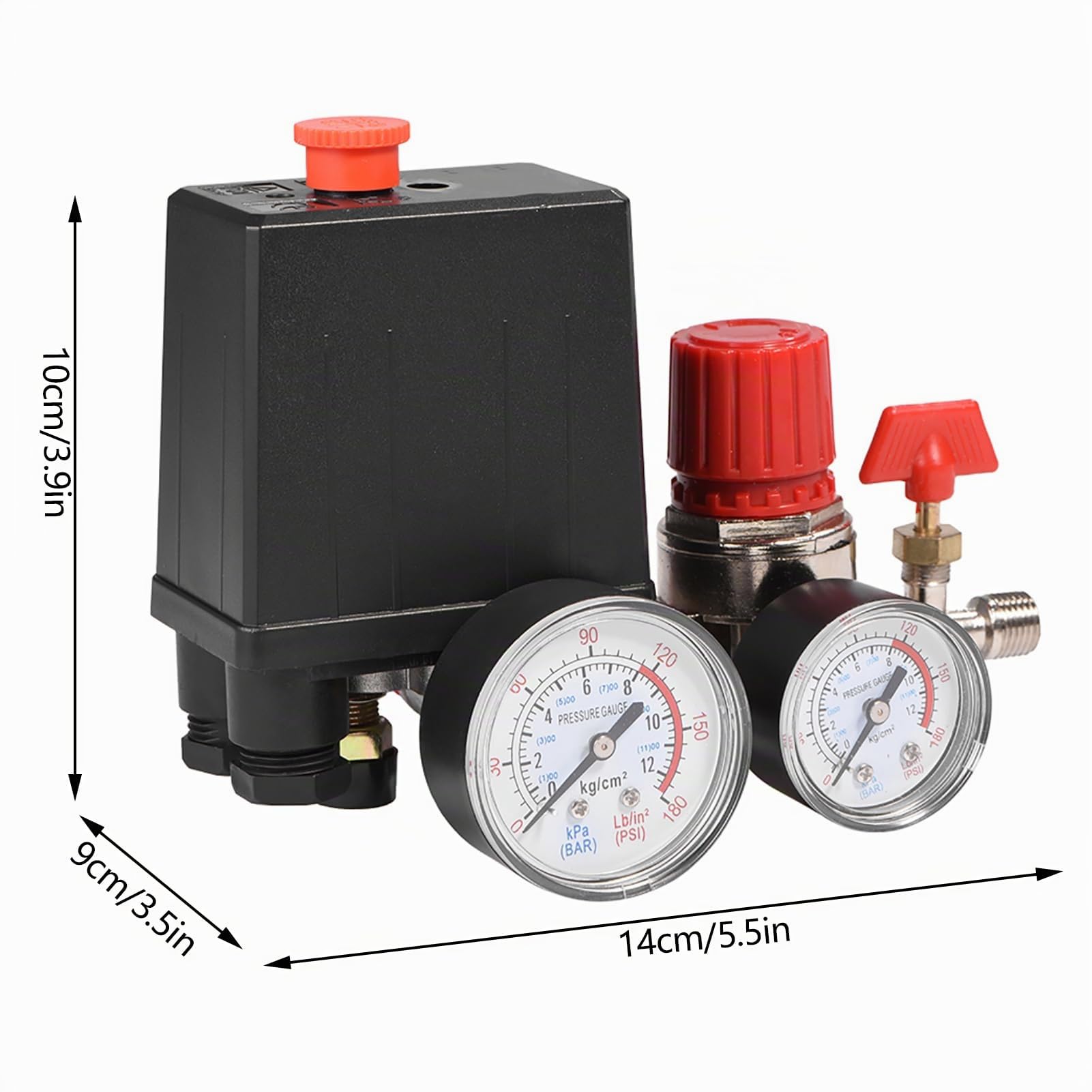 Pressostato Compressore Aria,Regolatore di Pressione del Compressore dell'Aria a 12 Bar, Pressione della Valvola di Controllo del Controller del Compressore dell'Aria con Mantelli