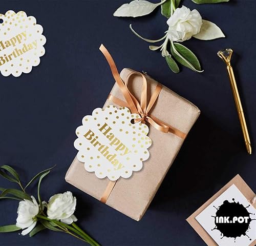 Miniatura 5 de Etiquetas colgantes para botellas de feliz cumpleaños, paquete de 100 unidades Blanco,Aqua Blue,Negro,Azul,Azul turquesa oscuro,Rosa