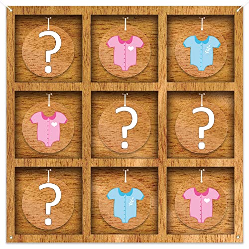 Rustic Wooden Style Gender Reveal Tic-Tac-Toe Game Tic Tac Toe Gender Reveal Board Game for Boy or Girl He or She Sign Baby Shower Gender Reveal Decorations Ideas