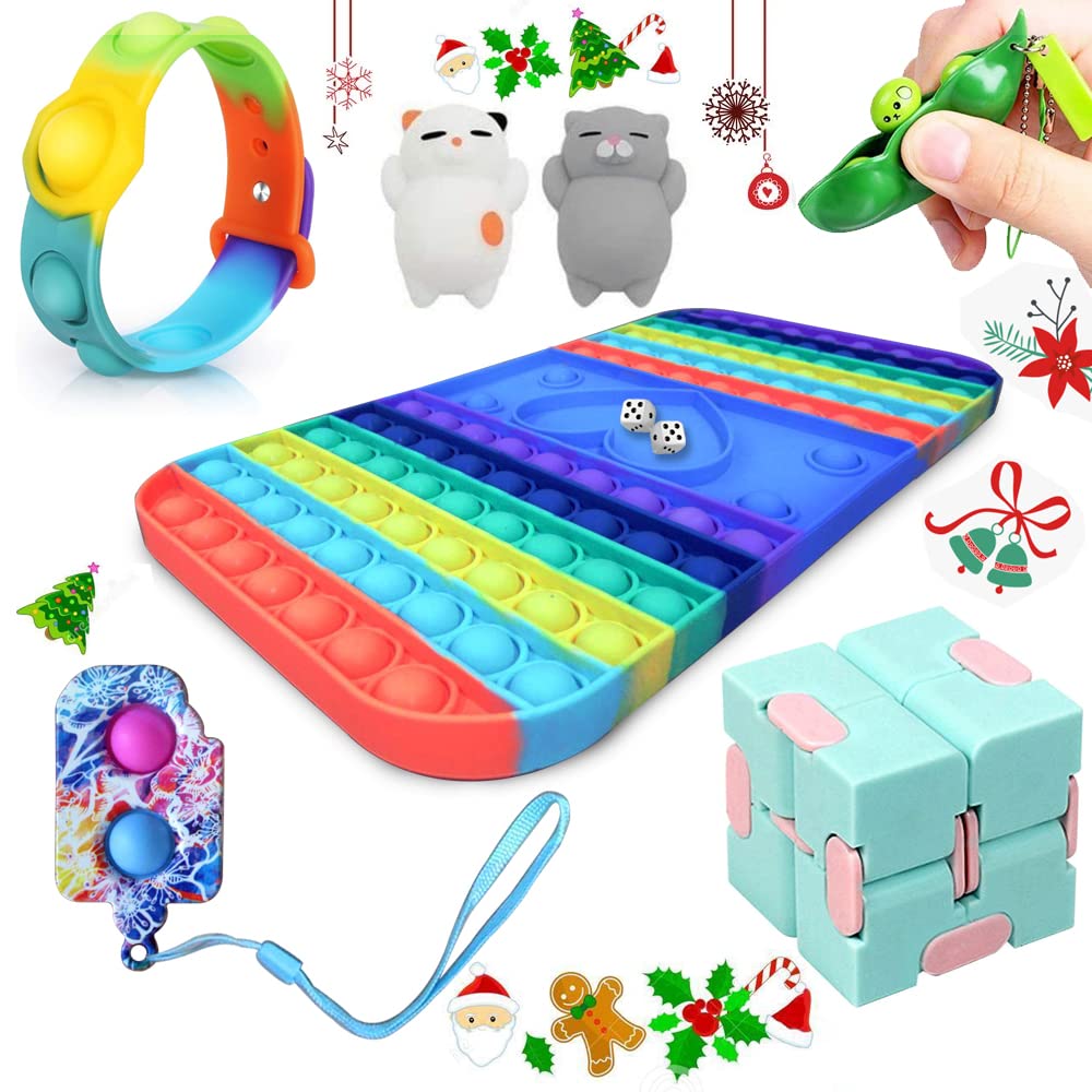 7 IN 1 Pop it Game Giant Pop it Fidget toy with Simple Dimple, Infinity Cube, Stress Bean