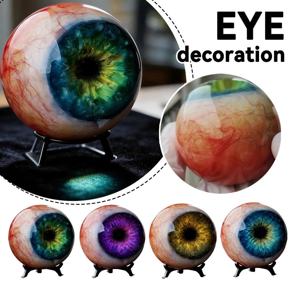 Hyper-Realistic Monster Eye Decor, Scary Realistic Eyeball Ornament, Dark Fantasy Artwork for Desk Bookshelf, Eerie Illusion, Unique Gothic Gift for Horror Fans (Blue) — view 2