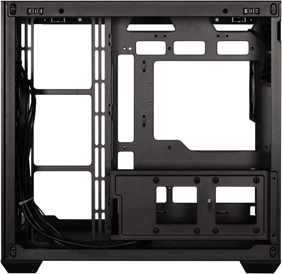 Bahagian belakang dalaman view of BitFenix AL118 PC case showing cable management area and drive mounts