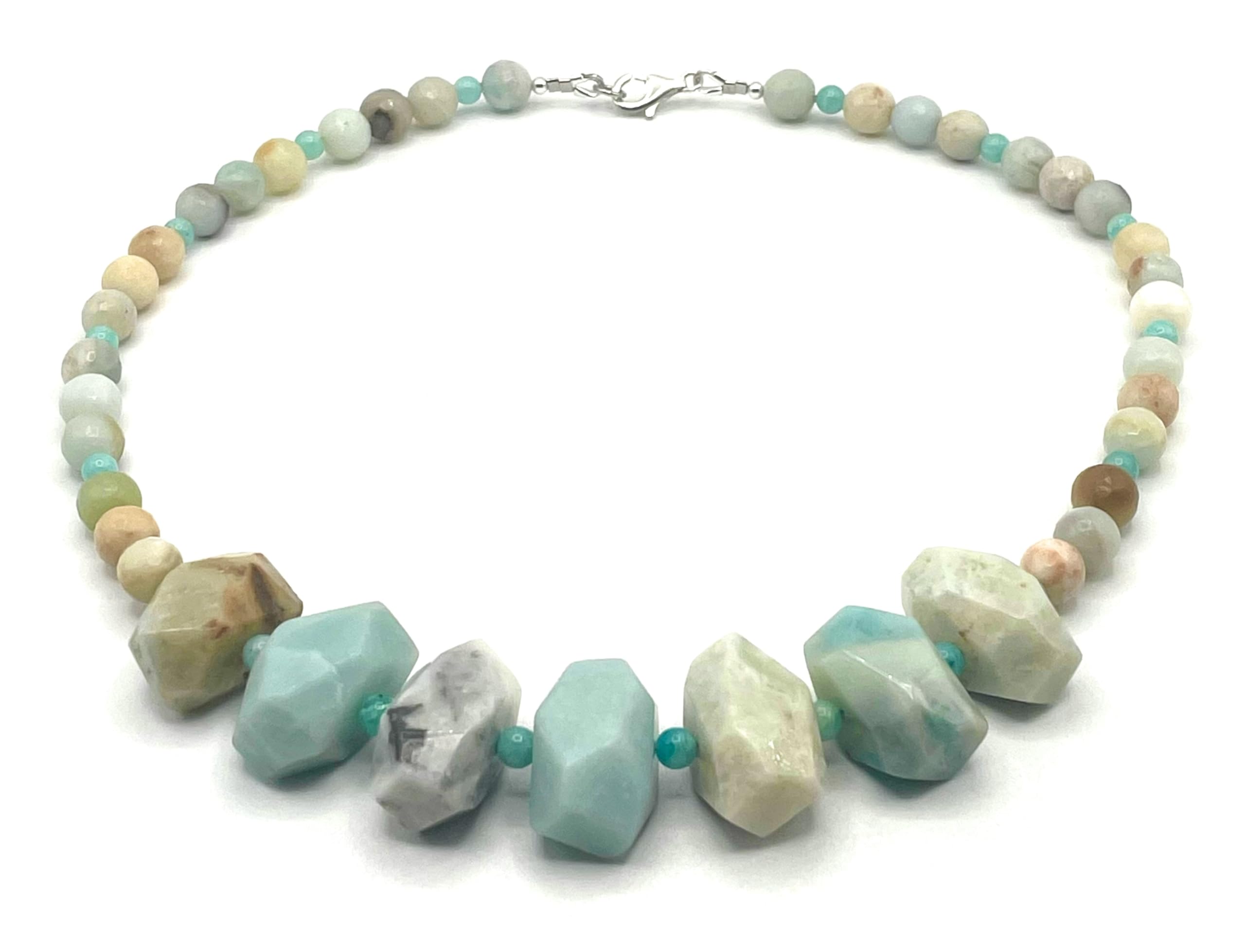 Amazonit Halskette, Naturstein Choker, 925 Sterling Silber, italienischer Edelstein Schmuck, März Birthstone Geschenk für sie, Made in Italy