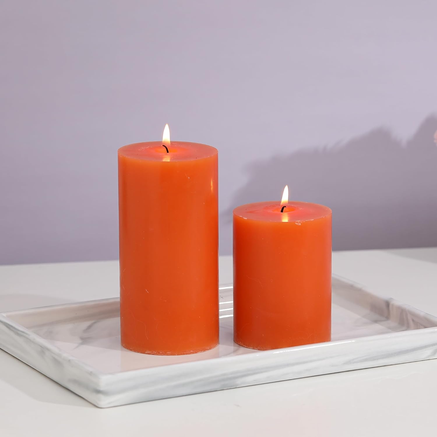 3x4 Inch Orange Fall Pillar Candles Set of 3 - Fall Unscented Pillar Candle
