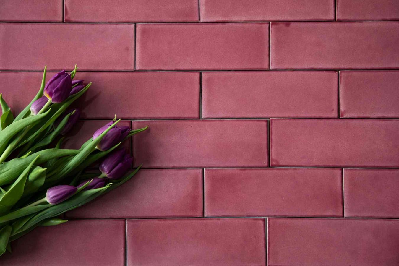 Cerames Azulejos de mosaico rosa de color sólido Rosa C - mosaico de cerámica mexicana Talavera, México Azulejos para cocina, baño, ducha, pared posterior de la cocina Un paquete de 35 rubor azulejos
