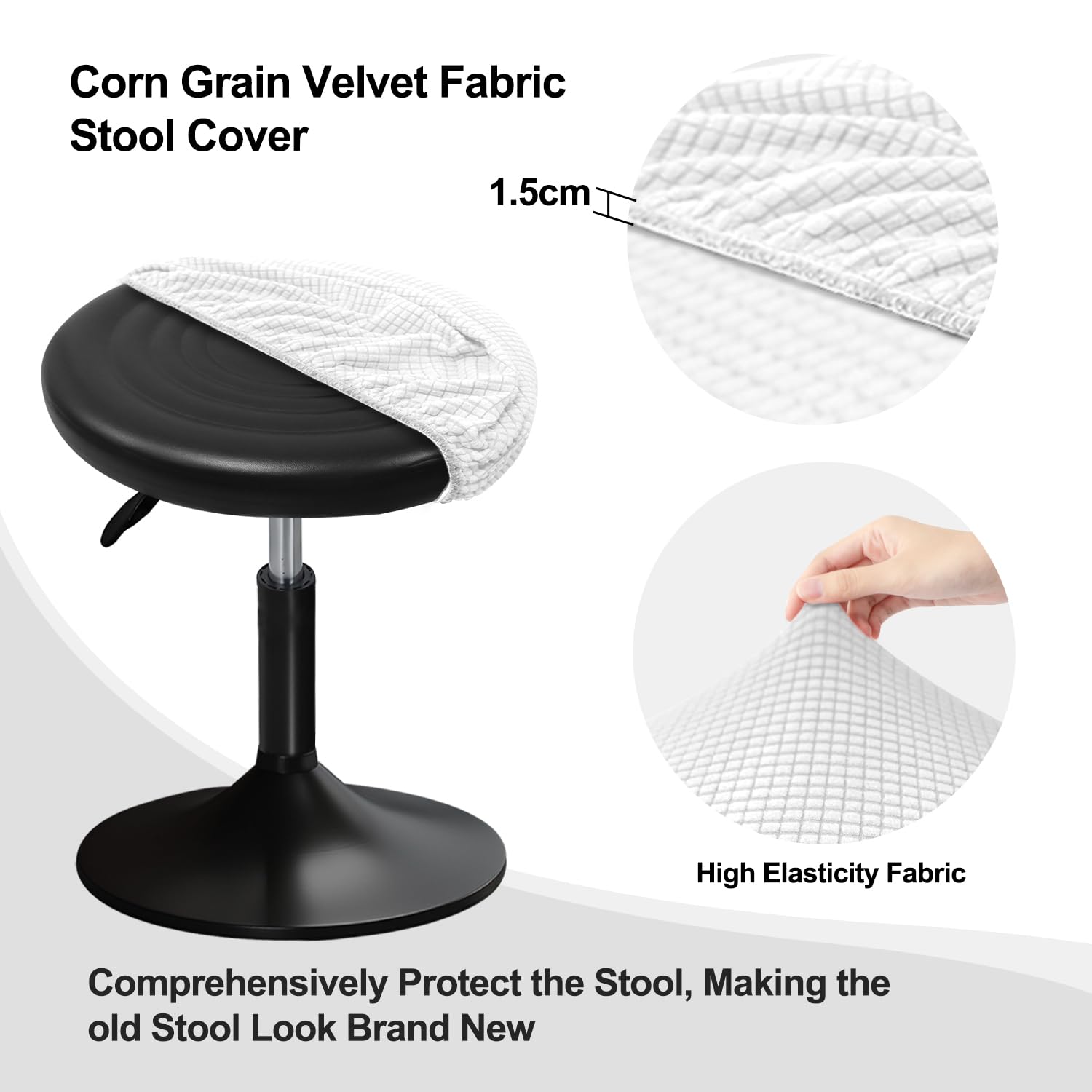YINGAYOU Stool Covers Round 12-16" Bar Stool Seat Covers Round with Plush Squares - Image 2