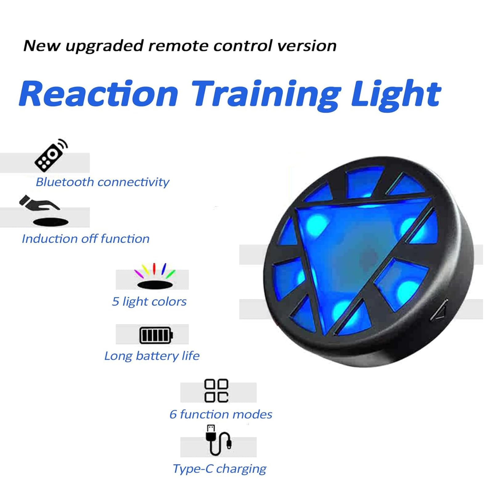 Luz de entrenamiento de reacción, 6 luces de función con control remoto, 5 colores, para ejercicios de ejercicios de agilidad y velocidad