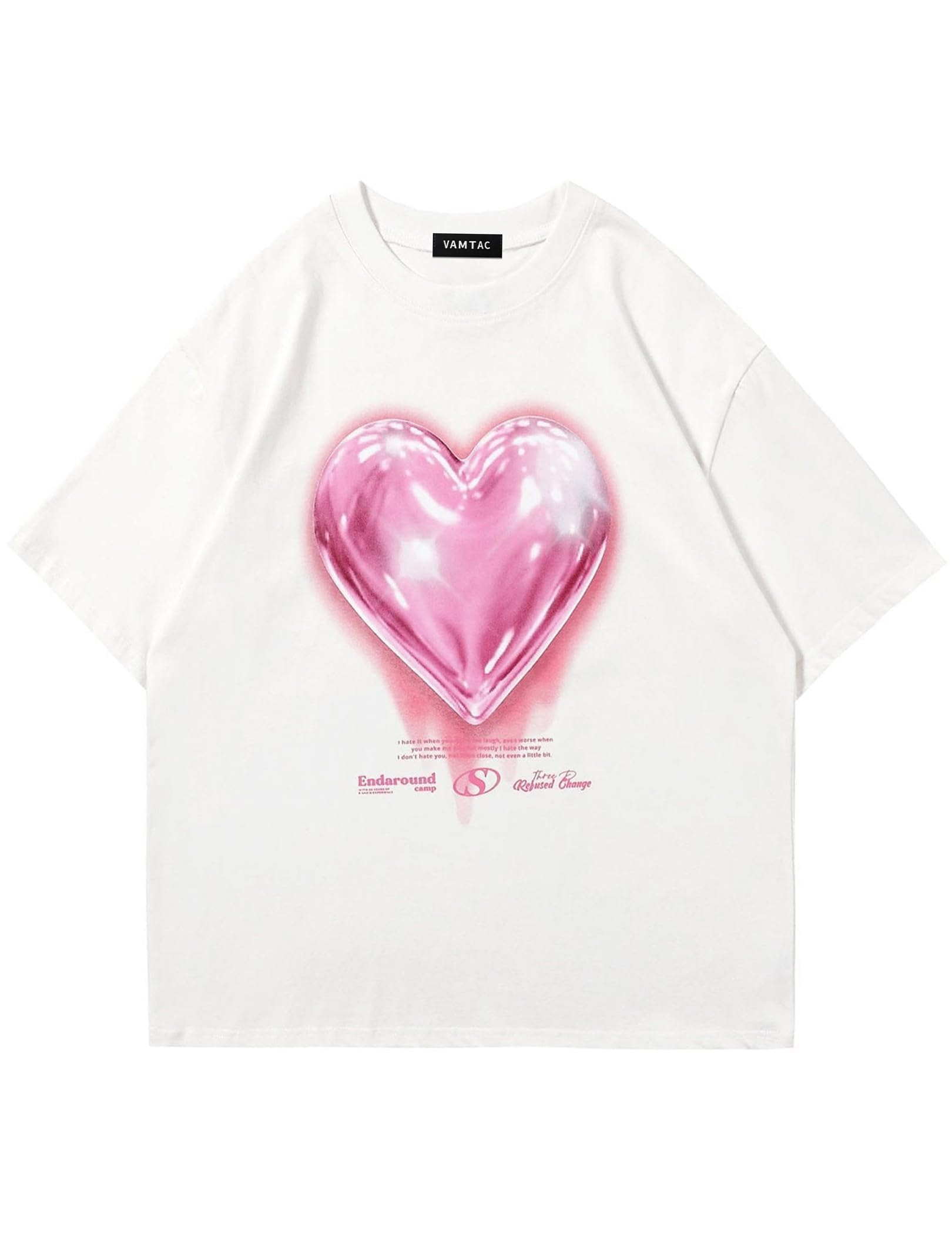 Vamtac Love Balloon Graphic Tees Men Y2k Oversized Cute Tshirts Summer Heart Short Sleeve Cotton Tops