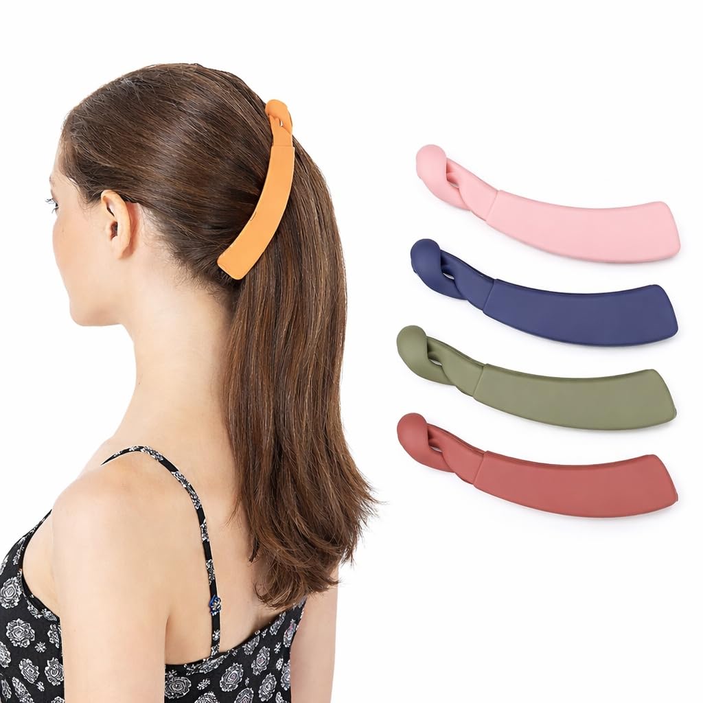 Diversa Banana Clips Hair 4 Pcs Clips for Thin Hair Women Non Slip Banana Clip Strong Hold Ponytail Clip Fine Hair Accessories for Women (Multicolour)