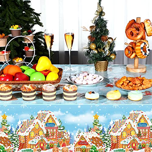 Tiamon 3 Pcs Gingerbread Man Tablecloths Plastic Christmas Gingerbread Table Covers Waterproof Xmas Table Cloths for Christmas Family Gathering Winter Holiday Birthday Party Supplies, 108 x 54 Inch – Image 6