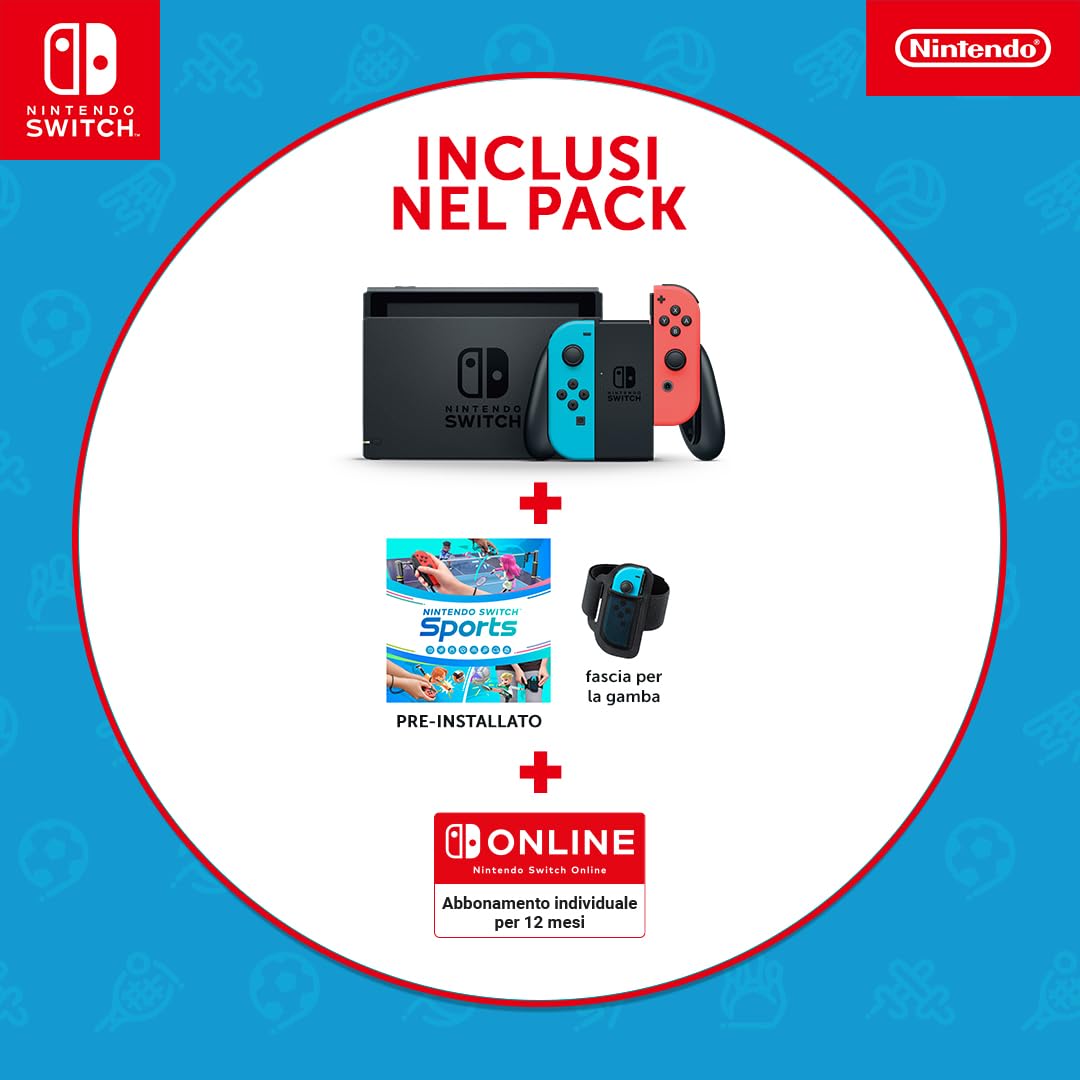 Nintendo Switch color + jeu Switch Sports préinstallé + 12 mois Switch Online