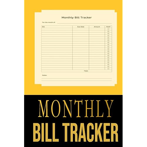 Monthly Bill Tracker: A Simple Budget Planner To Track Monthly Expense, Bills, And Payments (6x9 110 Pages) Financial Log Book