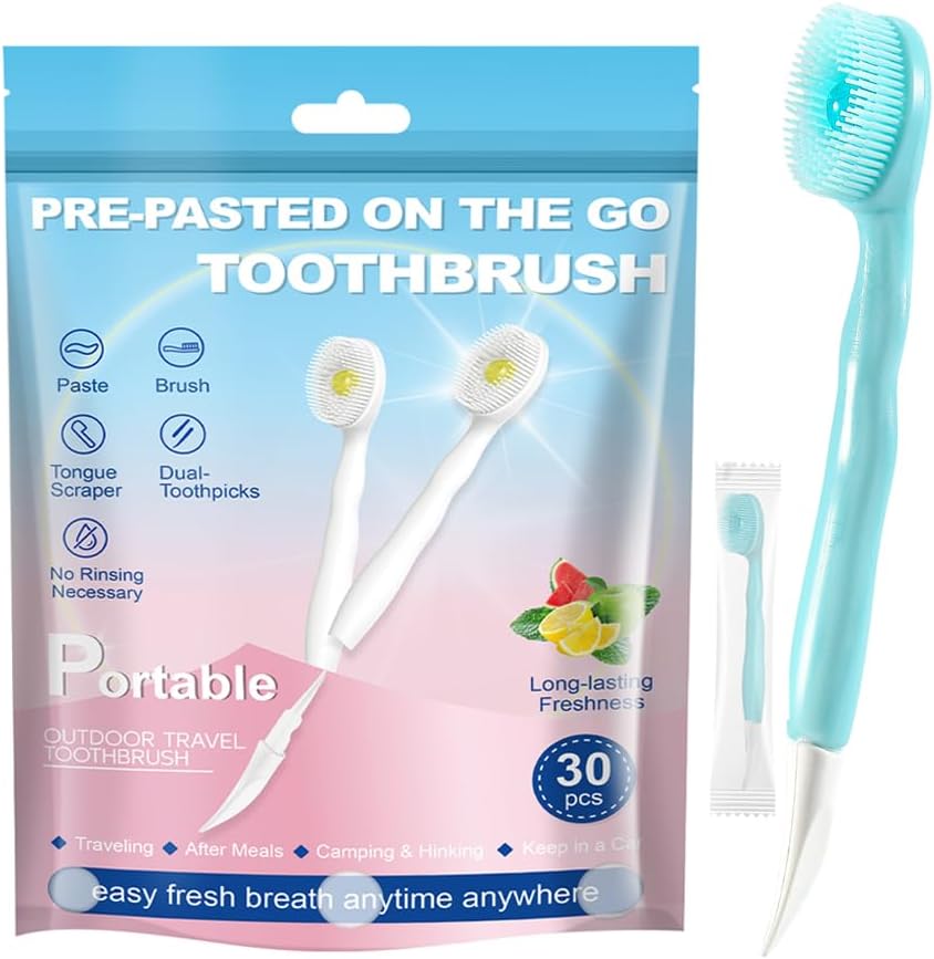 4-in-1 Mini Toothbrush with Toothpaste, Intense Mint 30 Pack