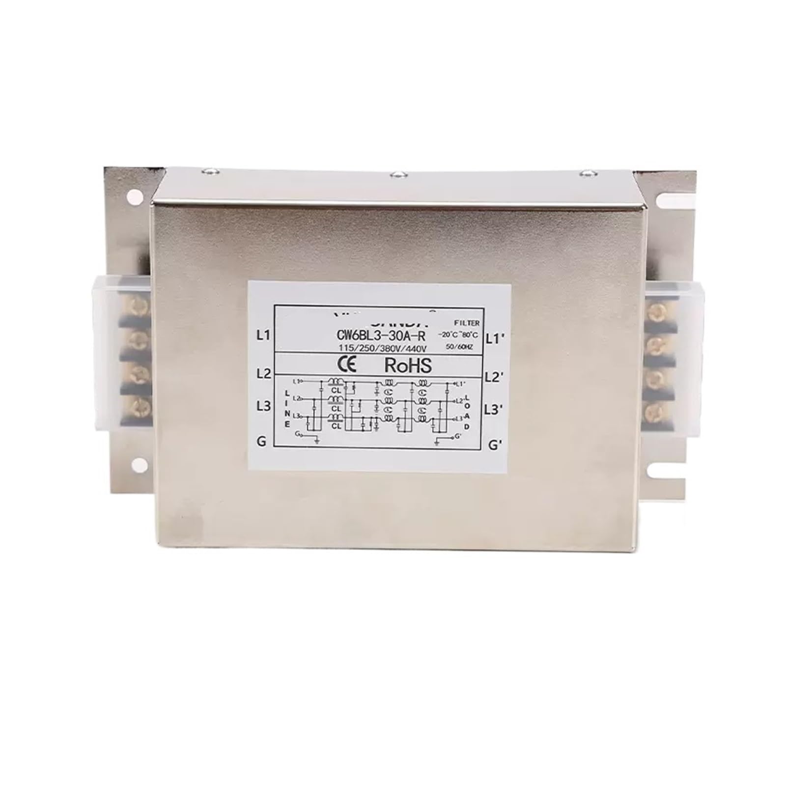 JJHQOKYNA CW6BL3-10A/20A/30A-R Three-Stage Three-Phase 380V Input Power Filter servo Frequency Conversion(CW6BL3-30A-R)