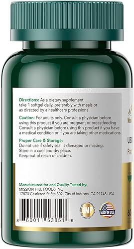 Miniatura 9 de Mission Hill Foods Premium Ubiquinol CoQ10 + BioPerine (100 mg) Antioxidante para la salud del corazón (1 botella-60 cápsulas blandas de suministro