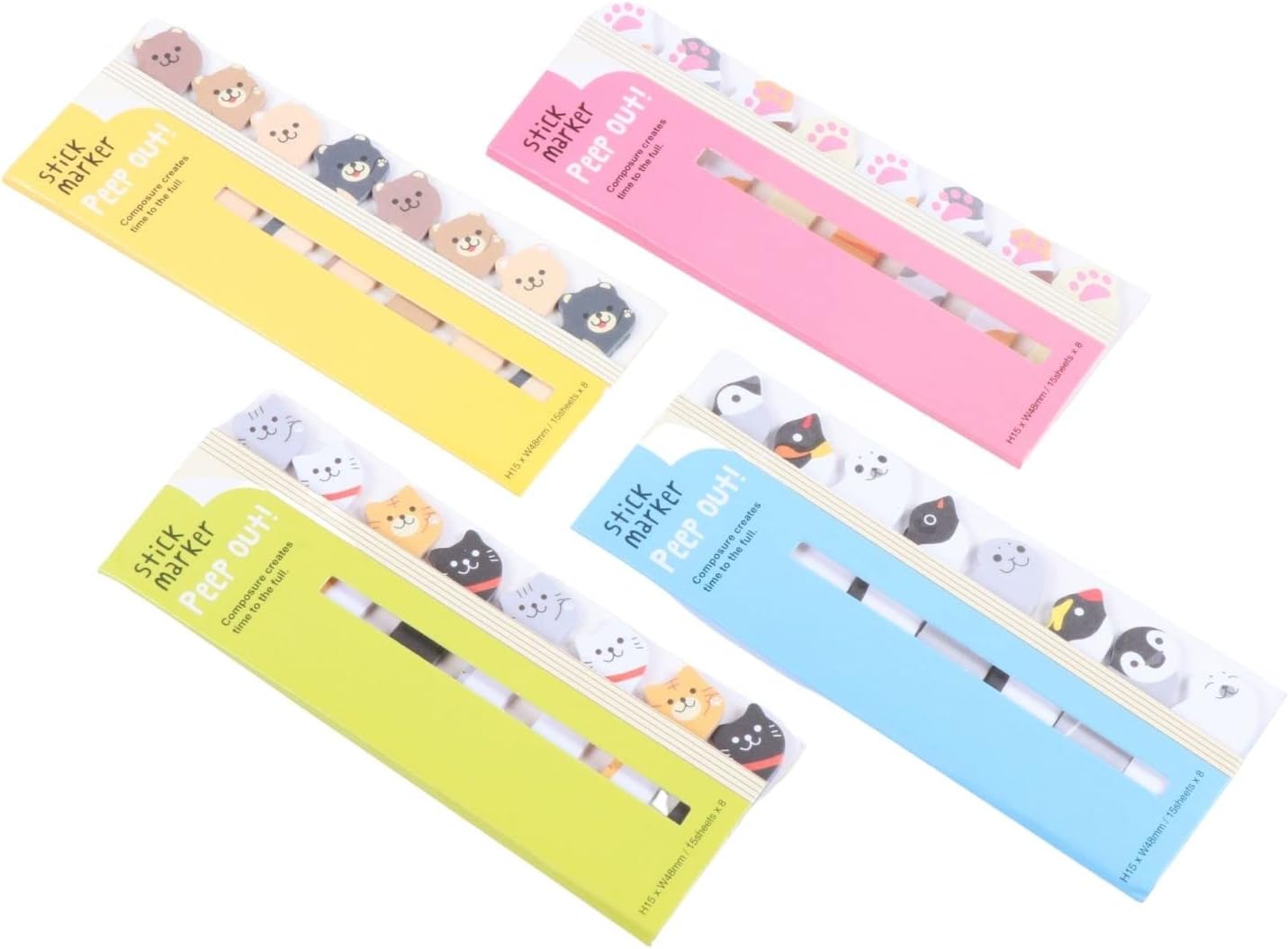 Nmj ふせん 付箋 かわいい アニマル 動物 大集合 見ているだけで癒される 達 ４枚セット タイプa 猫 犬 猫の手 海の生き物 レビューを書けば送料当店負担