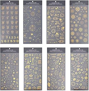OLYCRAFT 8PCS Self-Adhesive Stickers Mixed Style Decorative Star Snowflake Stickers for Personalize Hand Account Photo Frame Album Laptop Water Bottle Scrapbook Decoration 23x10.5x0.04cm