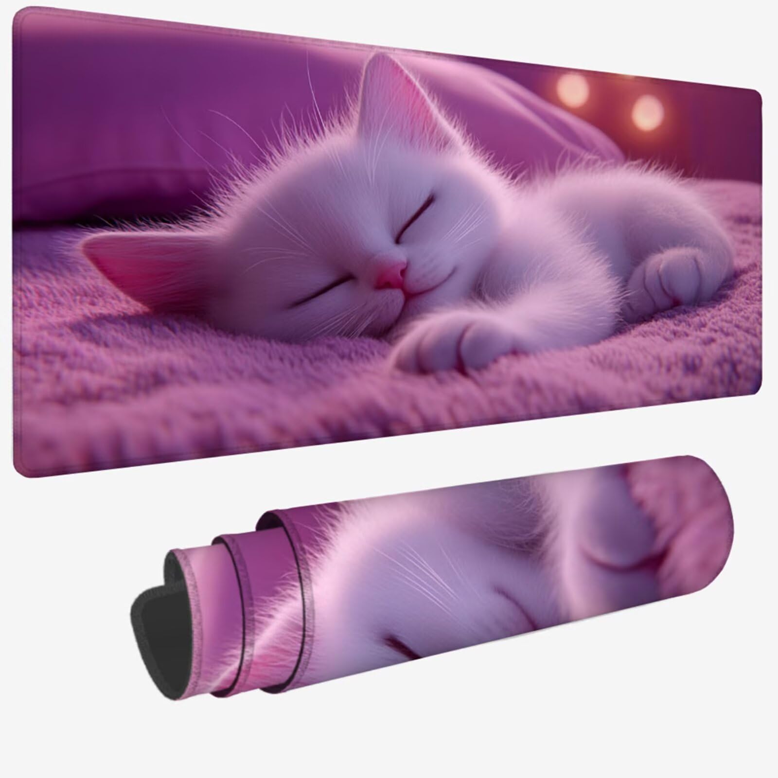 Podkładka pod mysz XXL 1200 x 600 x 3 MM, fioletowa duża podkładka pod mysz z wodoodporną i antypoślizgową gumą dla zwierząt pod ręką zszyte krawędzie, poprawia precyzję i szybkość dla gracza W-760