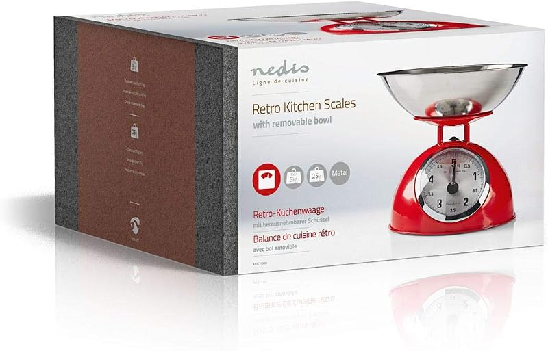 NEDIS Retro Konyhai Mérleg Analóg Fém Piros