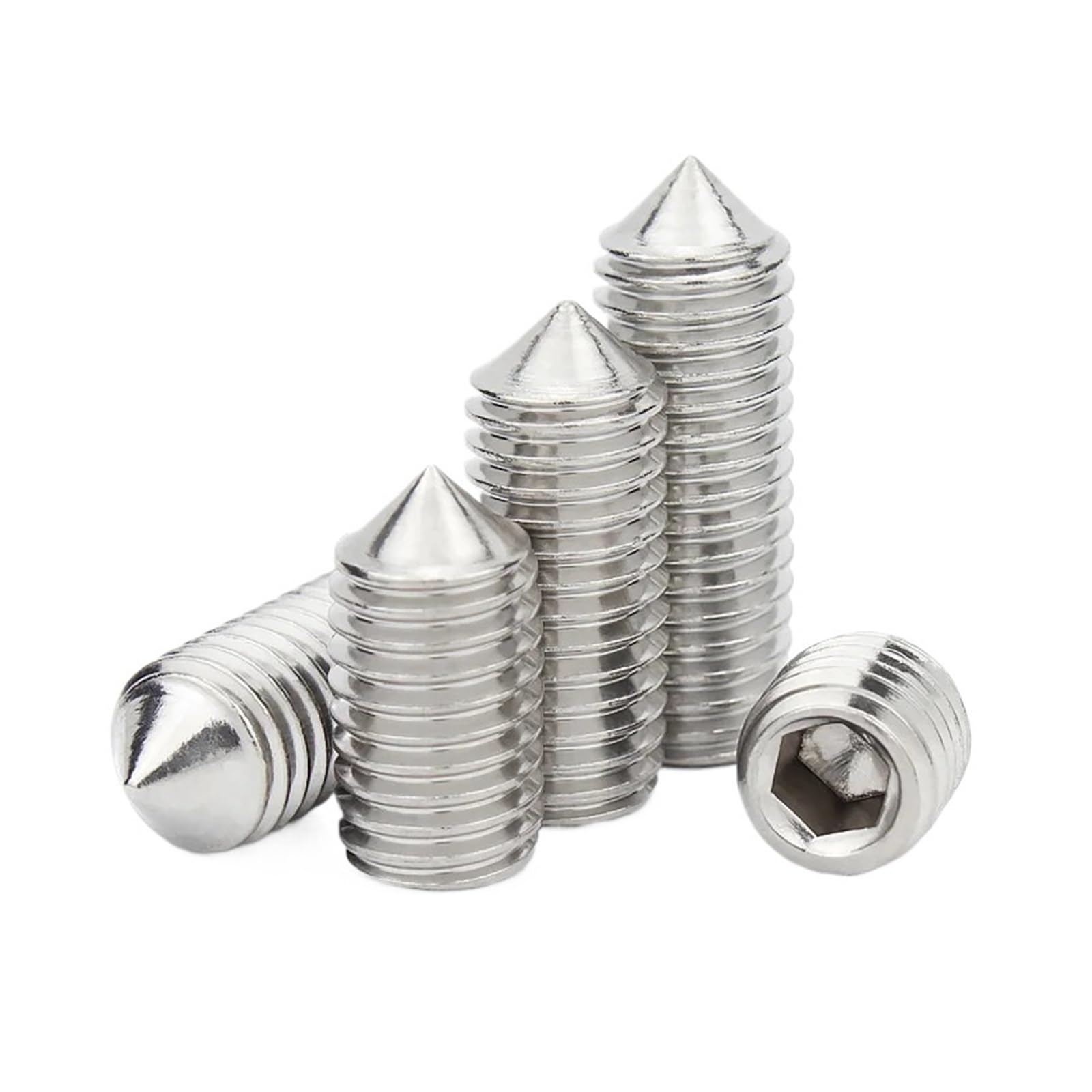 Tornillos de fijación de punta cónica hexagonal M2.5 M3 M4 M5 M6 M8 M10 M12 acero inoxidable 304(45mmx10pcs)