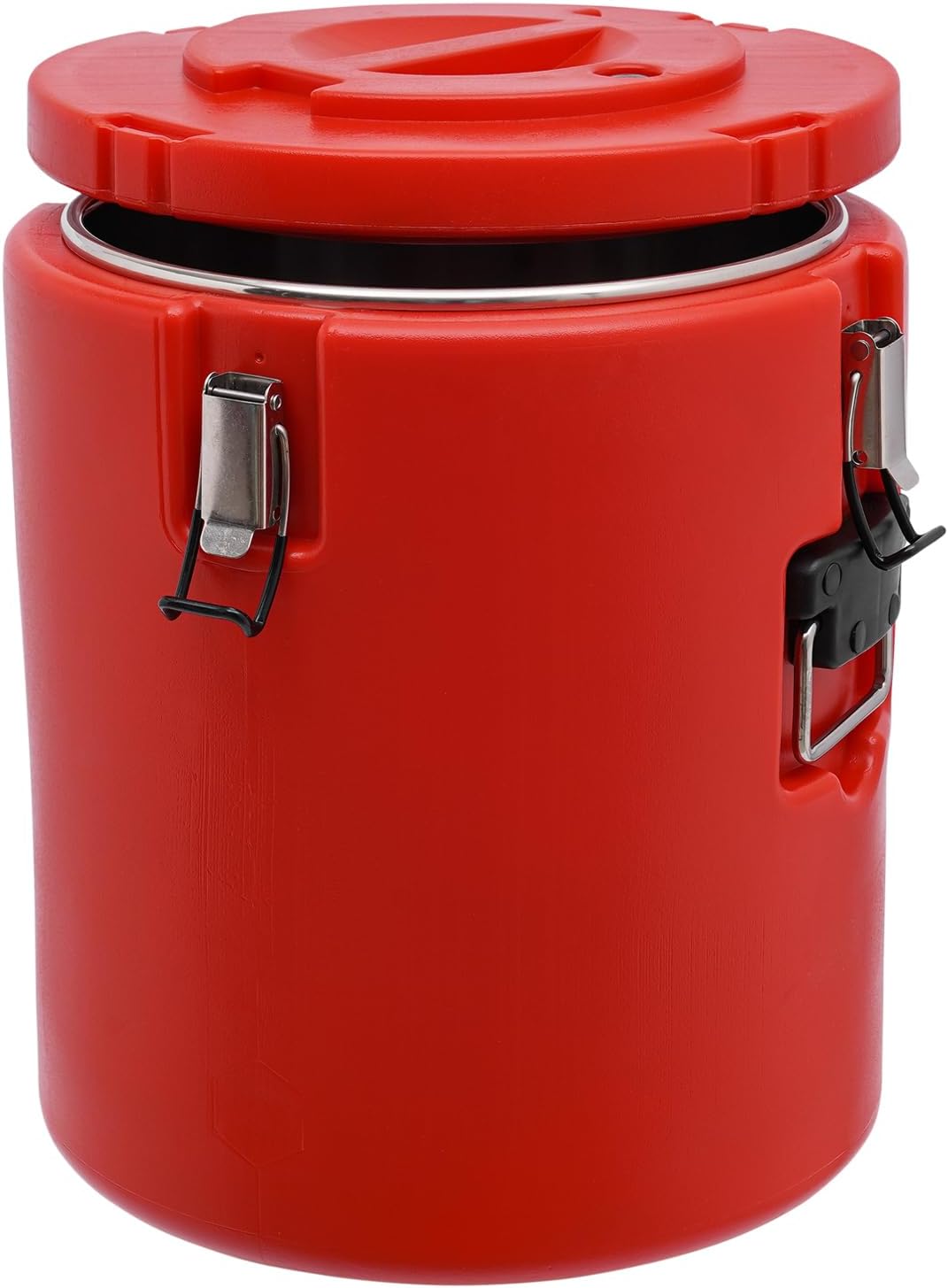 30L Stainless Steel Soup Container - 7.9Gal Hot/Cold Food Warmer & Cooler for Catering, Juice, Tea - Commercial Grade Buffet Storage Bucket, Red, H16.9 x D13.8