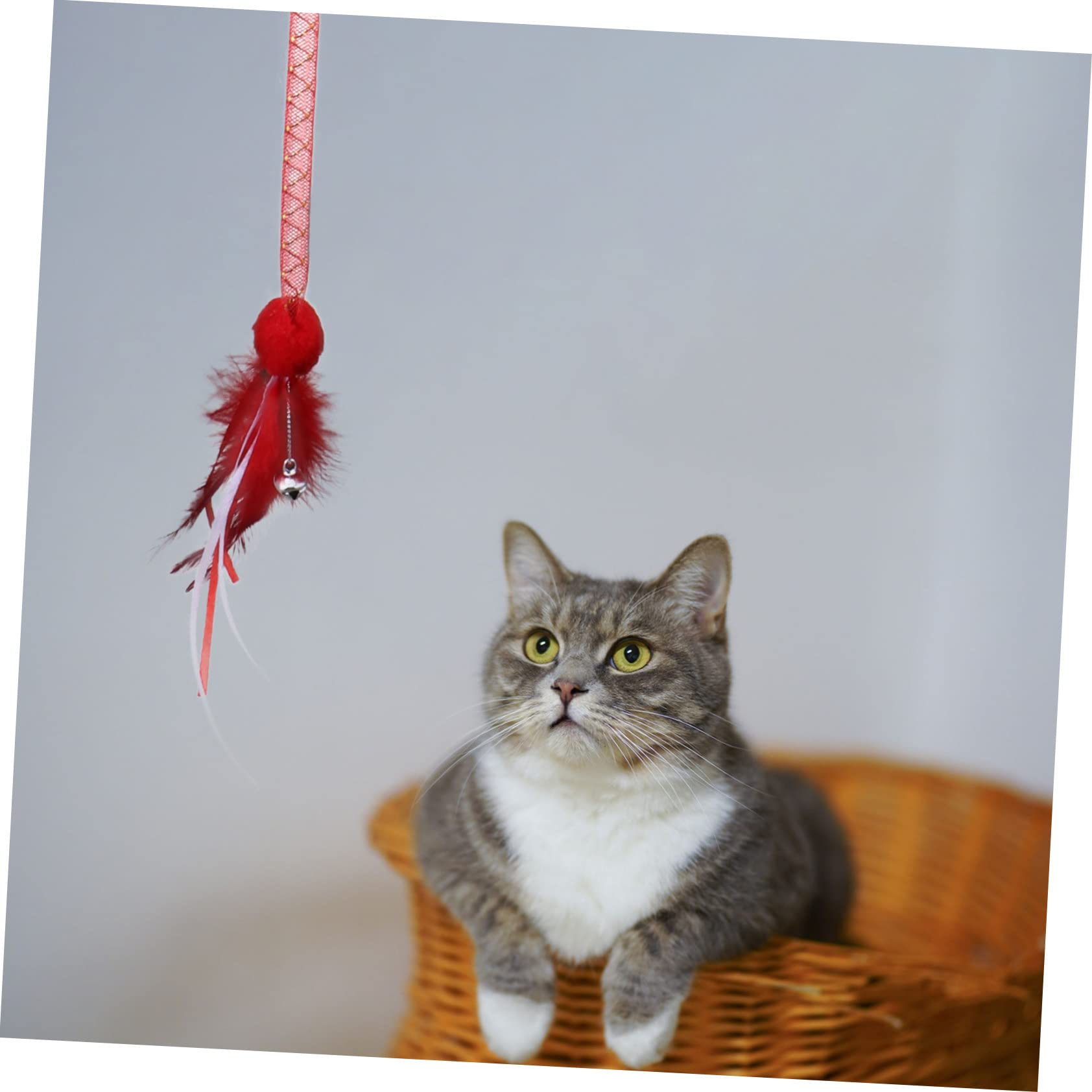 HANABASS 9 Pièces Jouets Interactifs pour Chat Noël avec Herbe à Chat et Cloche Peluche Durable et Rétractable pour Amusement Intérieur
