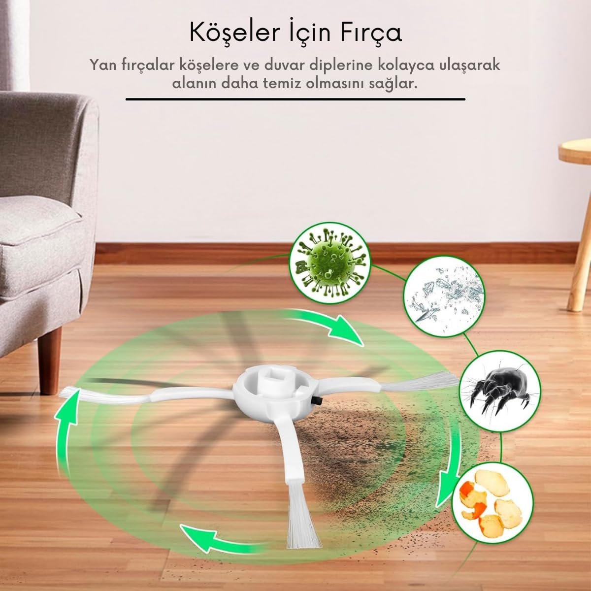 Asgard Grup 1C,2C,Mop 2 Uyumlu 2 Beyaz Yan Fırça 2 Filtre