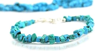 Uncut Turquoise Bracelet in 925 Sterling Silver, Dainty, Rough Gemstone Bracelet, Turquoise Rough, Uncut Stone Bracelet, Gift Her
