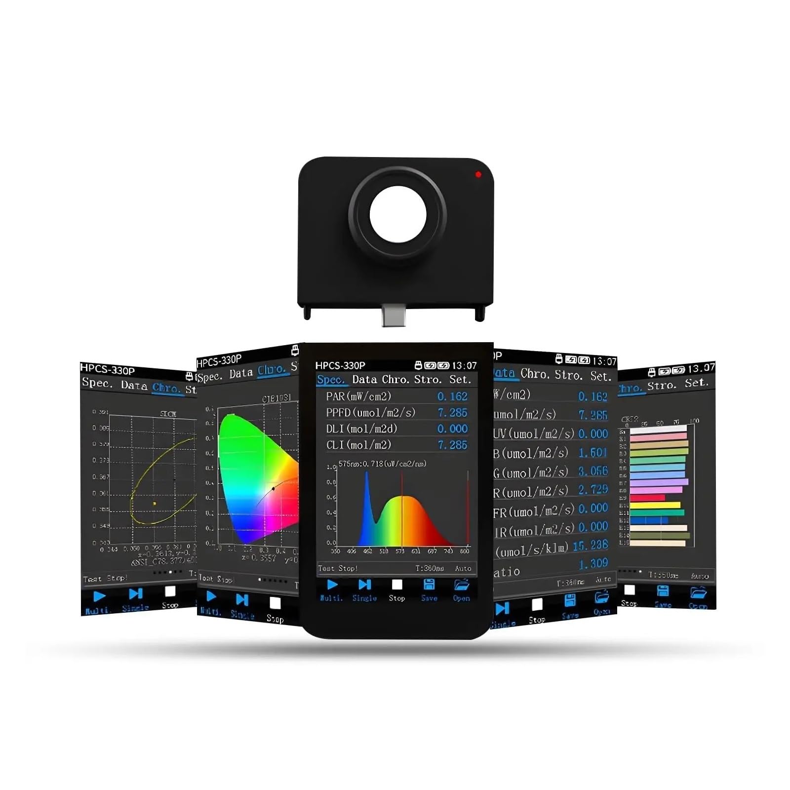 HPCS-330P Handspektrometer Hochpräziser PPFD PAR-Flimmertester mit LCD-Bildschirm 350-800 nm for LED-Wachstumslichter