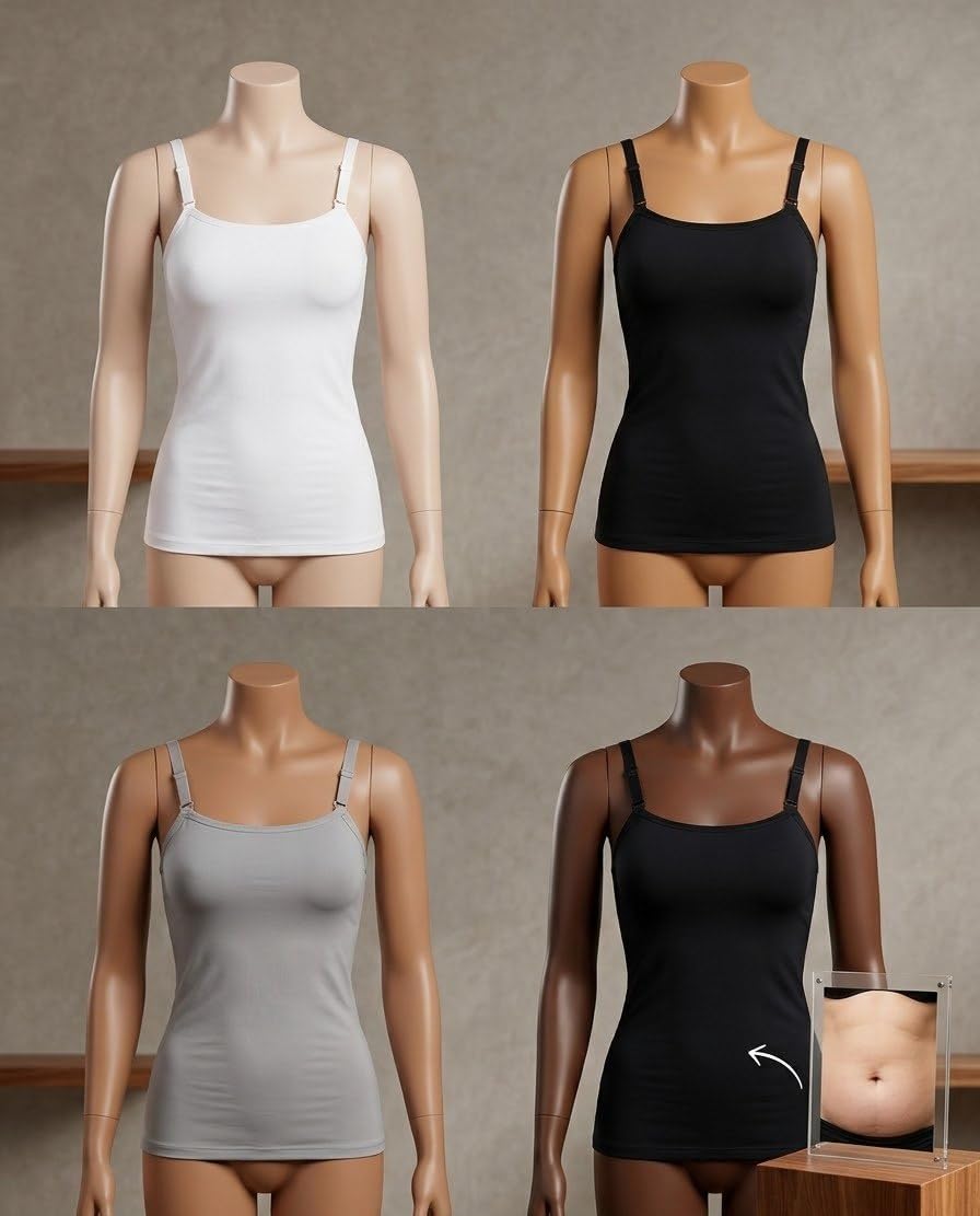 Women Padded Slip Camisole Tank Top, Adjustable Strap Built-in Bra Innerwear Tummy Control Camisole (Pack of 1)-image-19