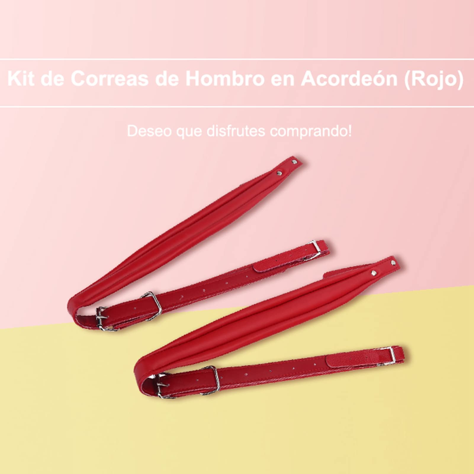 Arnés de Acordeón,Correas de Acordeón Ajustables de 83-110cm con Arnés de Hombro y Hebillas,para Músicos Profesionales y Amateur(Rojo)