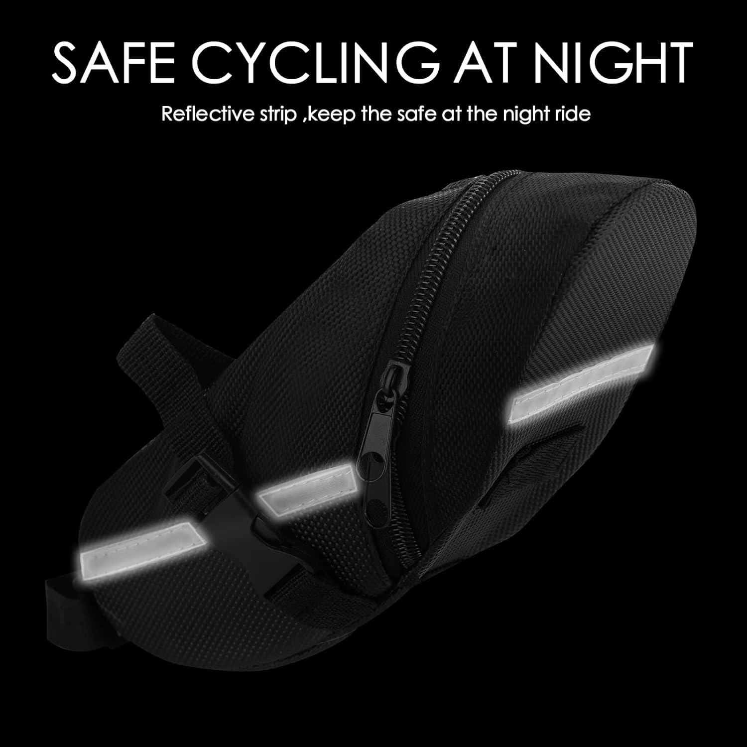 1 bolsa para sillín de bicicleta, con reflectante para un paseo de seguridad, bolsa de sillín de bicicleta debajo del asiento, paquete de asiento de ciclismo para bicicletas de montaña y
