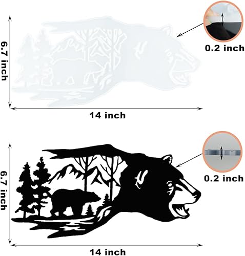 Miniatura 2 de Molde de resina de oso, decoración de pared con árbol de montaña y bosque, molde de silicona animal para fundición de resina epoxi, decoración de