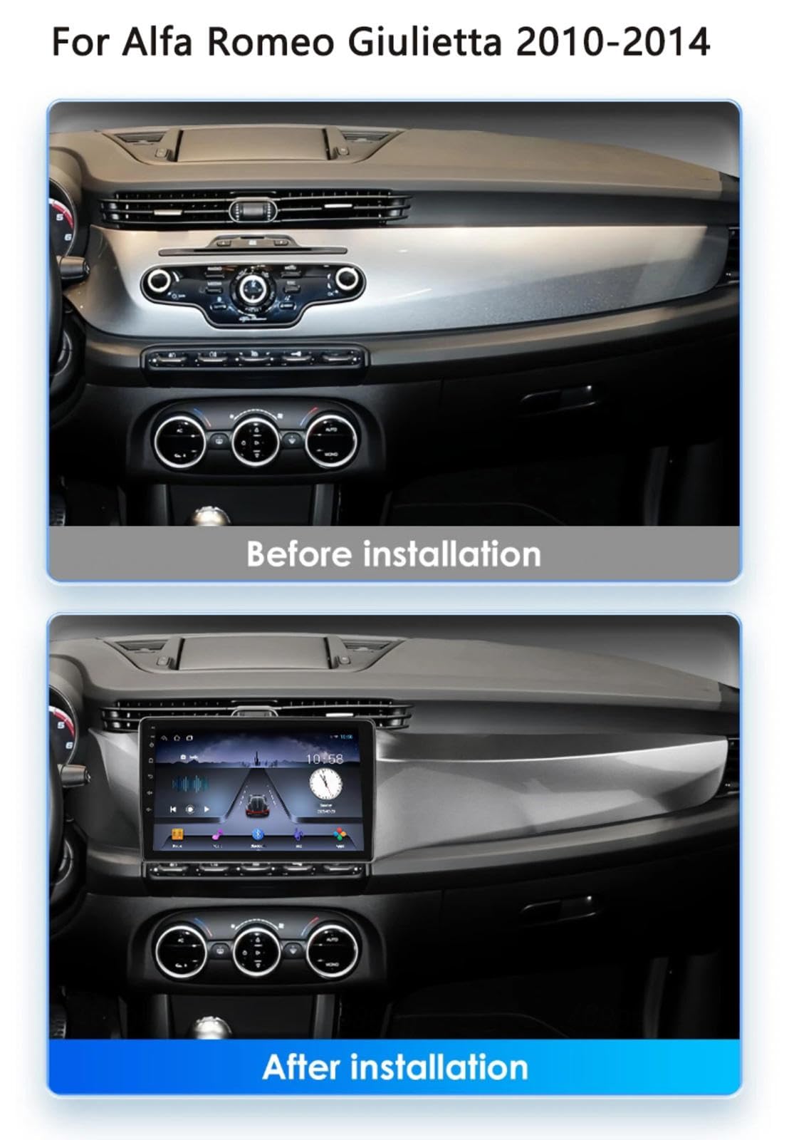 Android 15 Odtwarzacz Samochodowy Radio 9-calowy Ekran Dotykowy Multimedia Dla Alfa Romeo Giulietta 2010-2014, Nawigacja Gps Obsługa Bluetooth 4g Wi-fi, Kamera Cofania Mirror Link,4CoreWifi1G+16G
