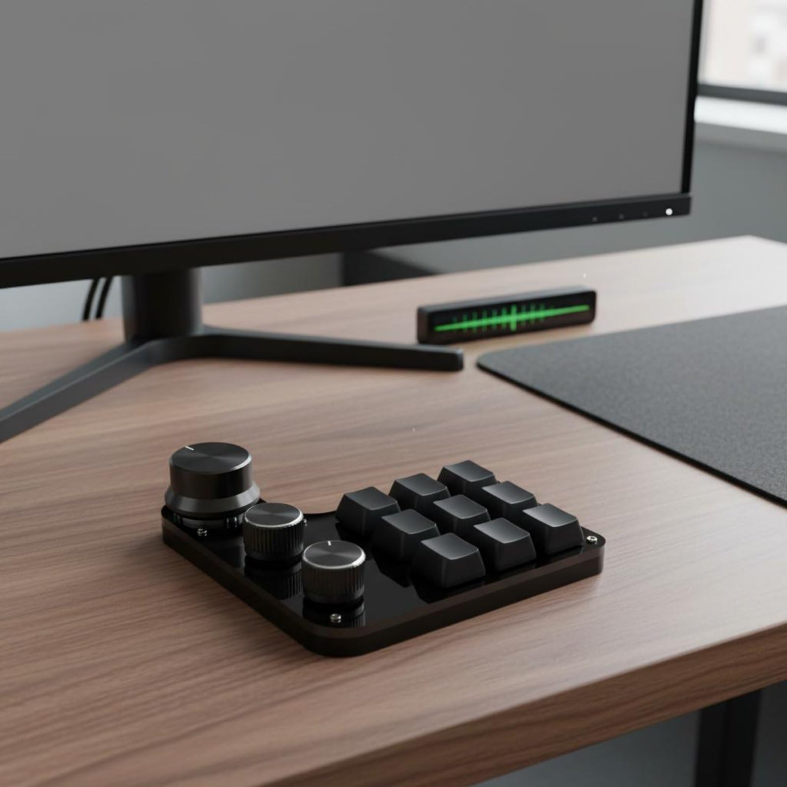 Tastiera da Gioco Tastierino Keypad Controller Periferica con 9 3 Manopole per E Scorciatoie Tasti Meccanici Intercambiabili Retroilluminazione USB C, Switch Rosso