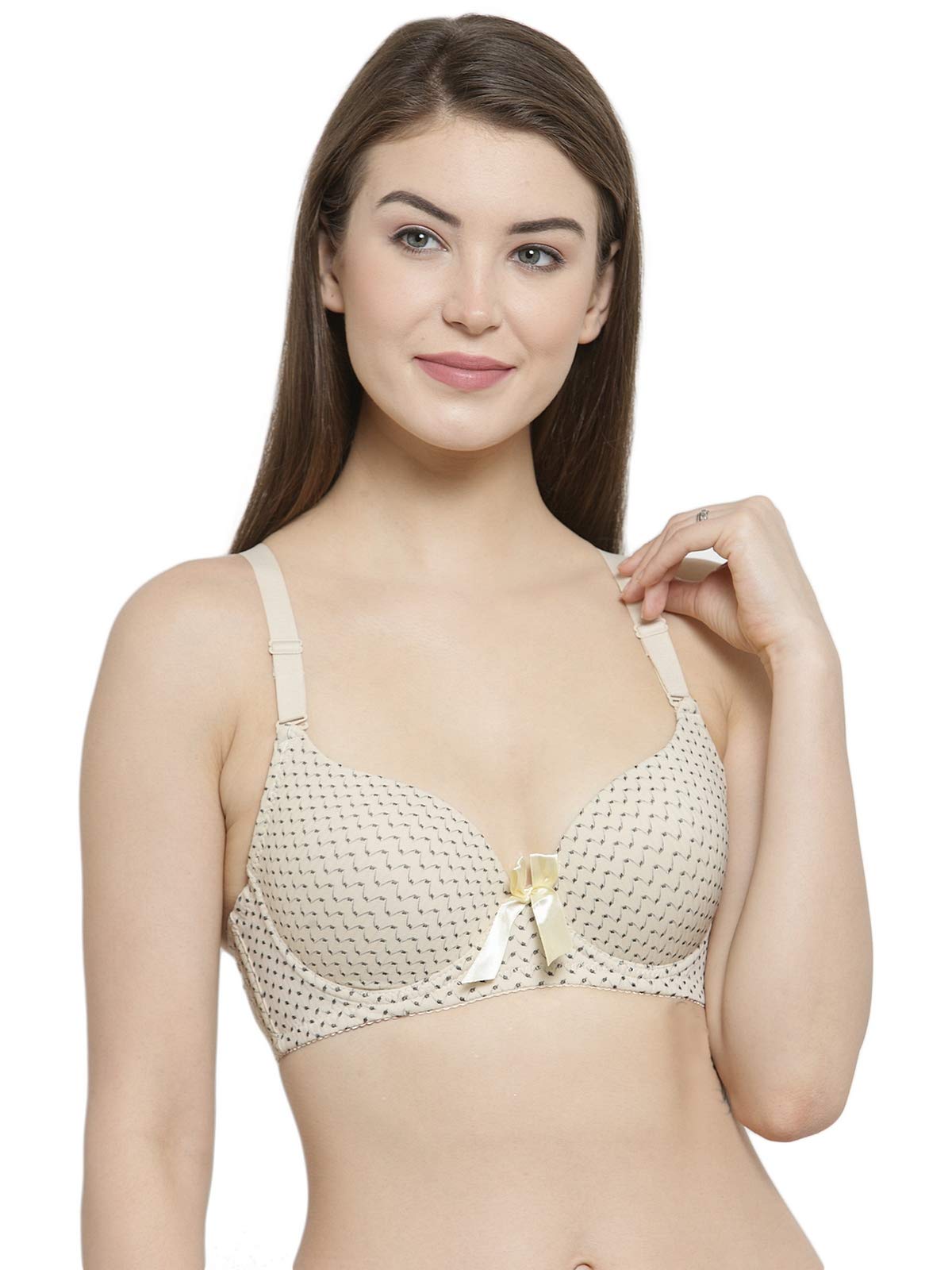 Quttos Women's Poly Cotton Lightly Padded Wired T-Shirt Bra