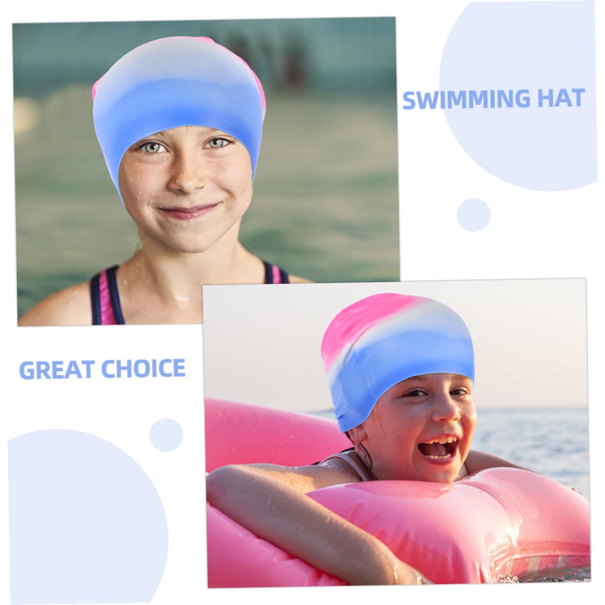 HANABASS 6 Cuffia in Silicone per Adulti Protezione Scivolo Unisex Rosa e Blu Sfumato Facile Indossare e Resistente Allacqua