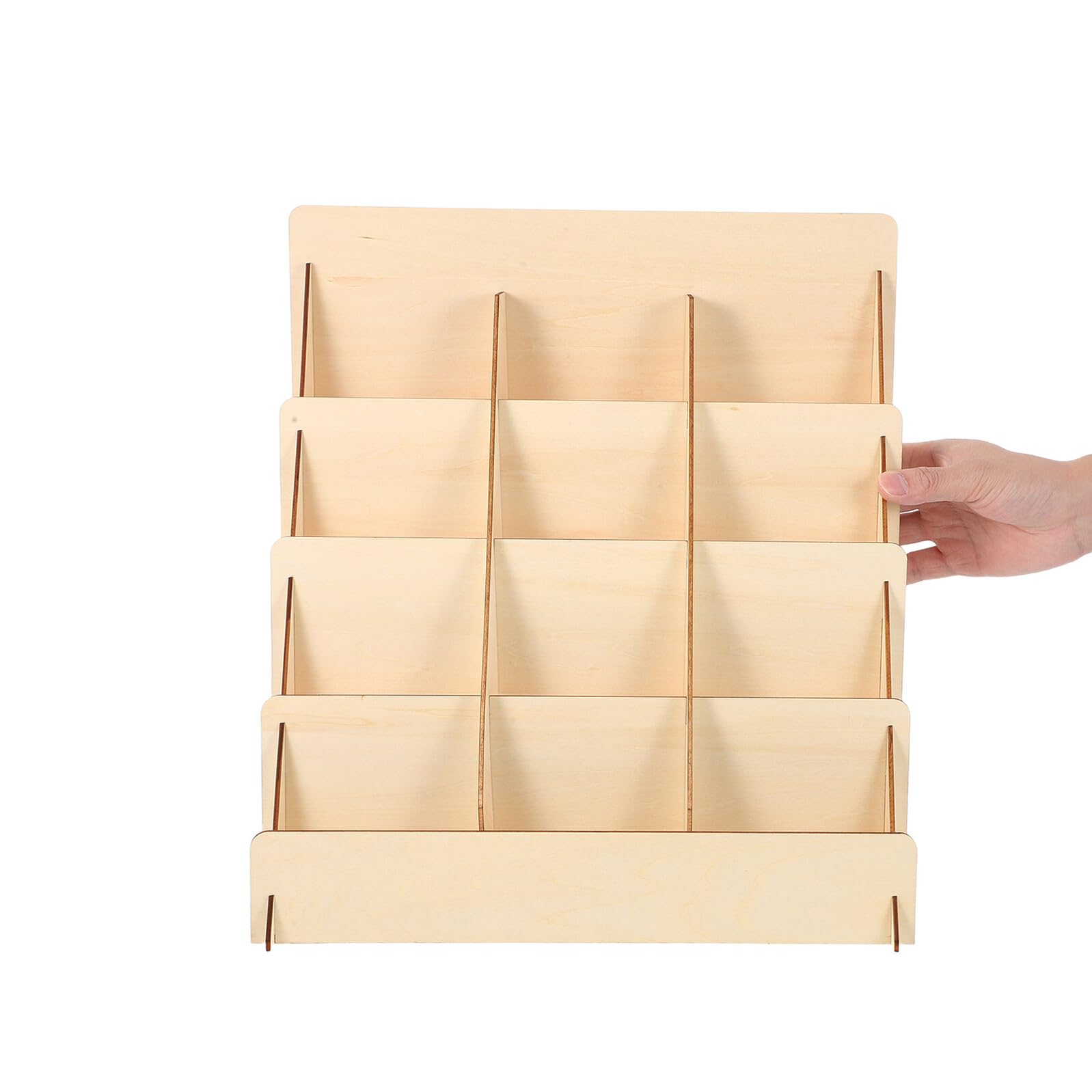 ABOOFAN Présentoir à Cartes de Vœux Structure Stable et Montage Facile à 4 Niveaux en Bois Naturel pour Événements Vendeurs et Librairies