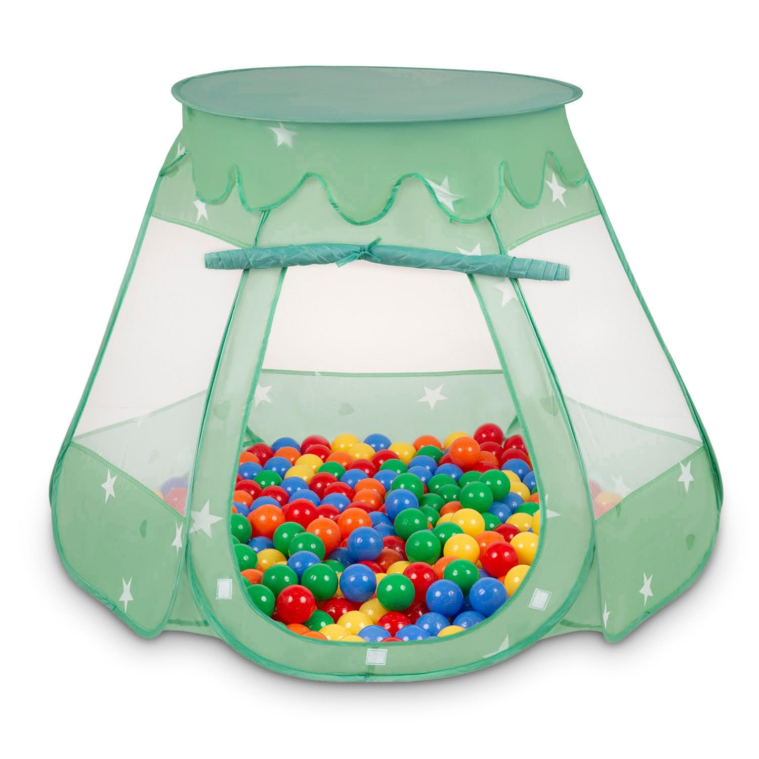 Selonis Play Tent 105X90cm/200 Balls Castle House Pop Up Ballpit Plastic Balls For Kids, Mint:Yellow/Green/Blue/Red/Orange