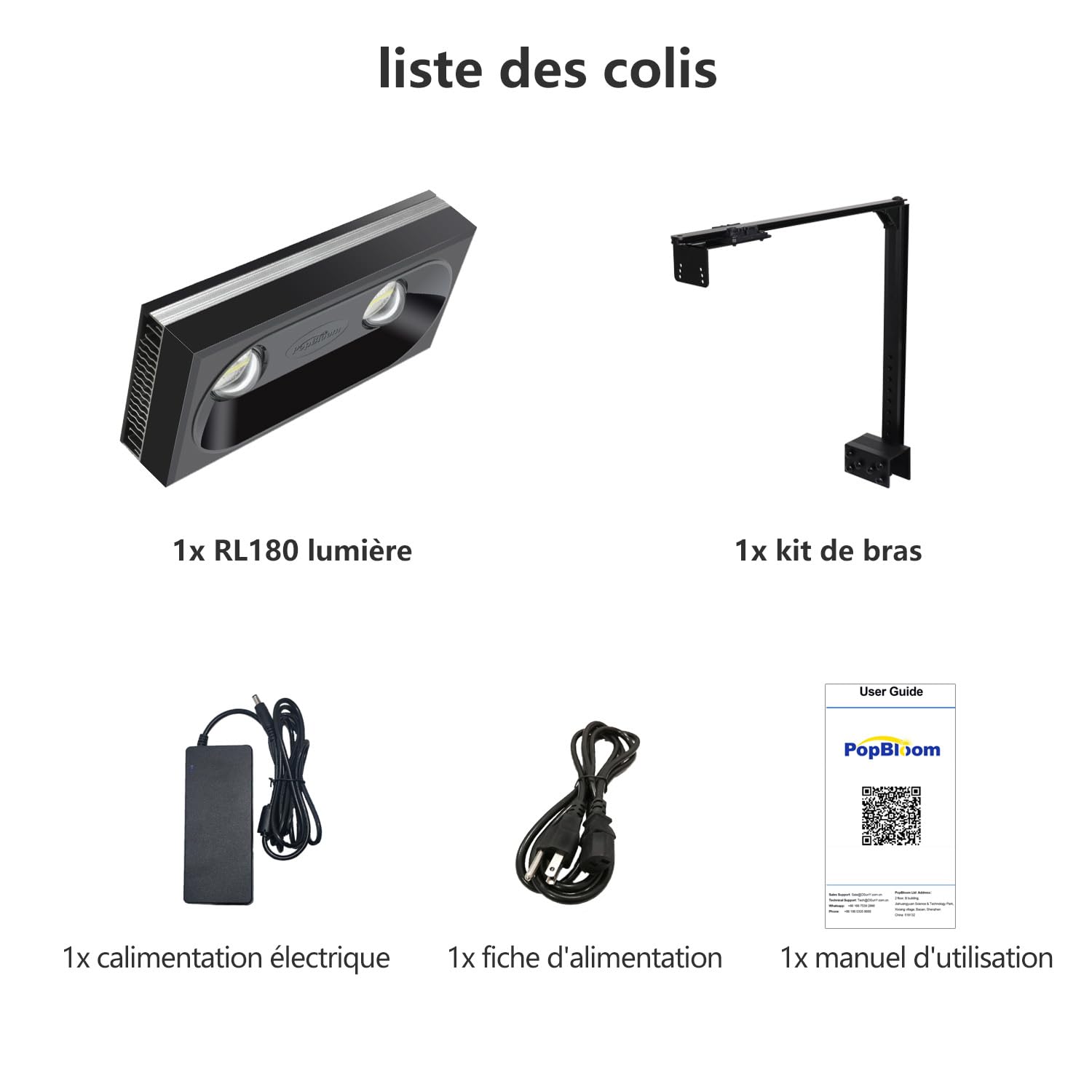 PopBloom 3x RL180 Lumière LED à spectre complet pour aquarium récifal marin eEclairage pour aquarium de 72-96Inch avec contrôle APP