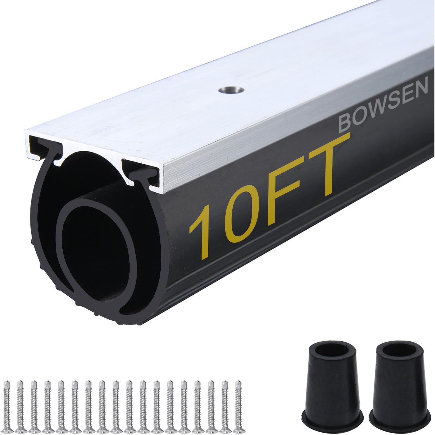 BOWSEN Heavy-Duty U+O Ring Universal Garage Door Bottom Seals Weatherstrip Rubber with Aluminum Track Retainer Kit (10 FT, 1-5/8" Width)