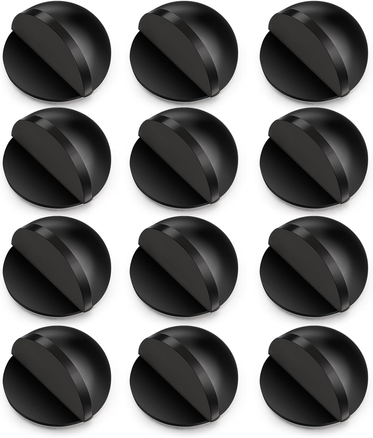 12 Pcs Self Adhesive Door Stoppers, Stainless Steel Floor Door Stop Wall Protector, Half Dome Floor Gate Stopper for Living Room, Bedroom, Bathroom, Office (Black)