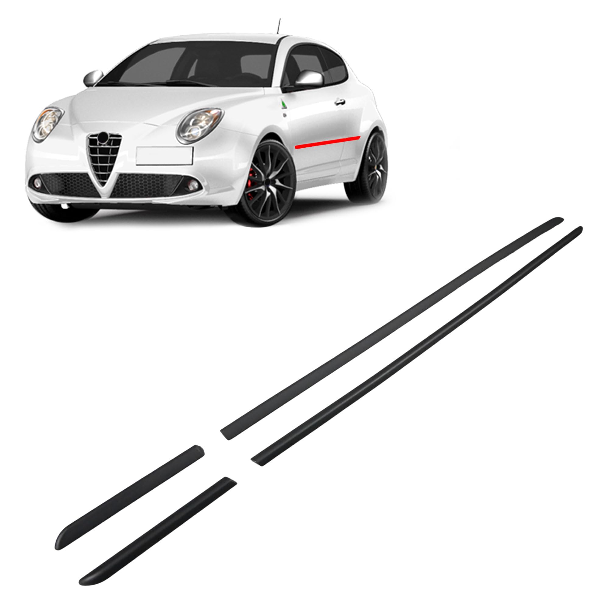 CHROMEMASTER | Modanature Laterali | Compatibile con Alfa Romeo Mito Hatchback 2008-2019 | Plastica Le Modanature Laterali Proteggono la Vernice Della Portiera Dell'auto da Graffi e Danni