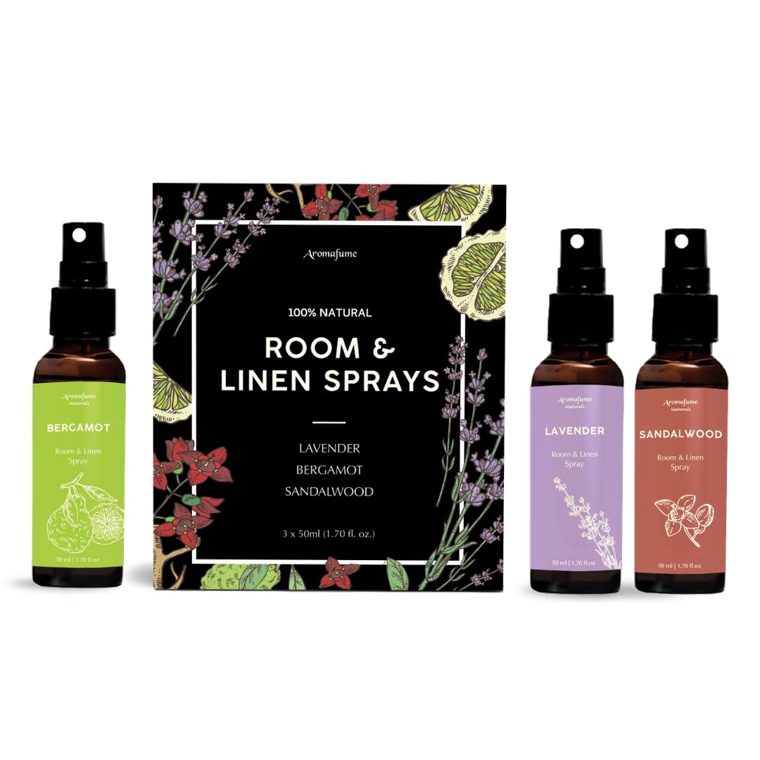 Lavender, Bergamot & Sandalwood Room & Linen Mist Gift Set | 3x50ml Natural Air Freshener Spray for Home, Fabric, Bedding & Pillows | Aromatherapy Fragrance, Relaxing & Calming Scent | Alcohol Free-image-10