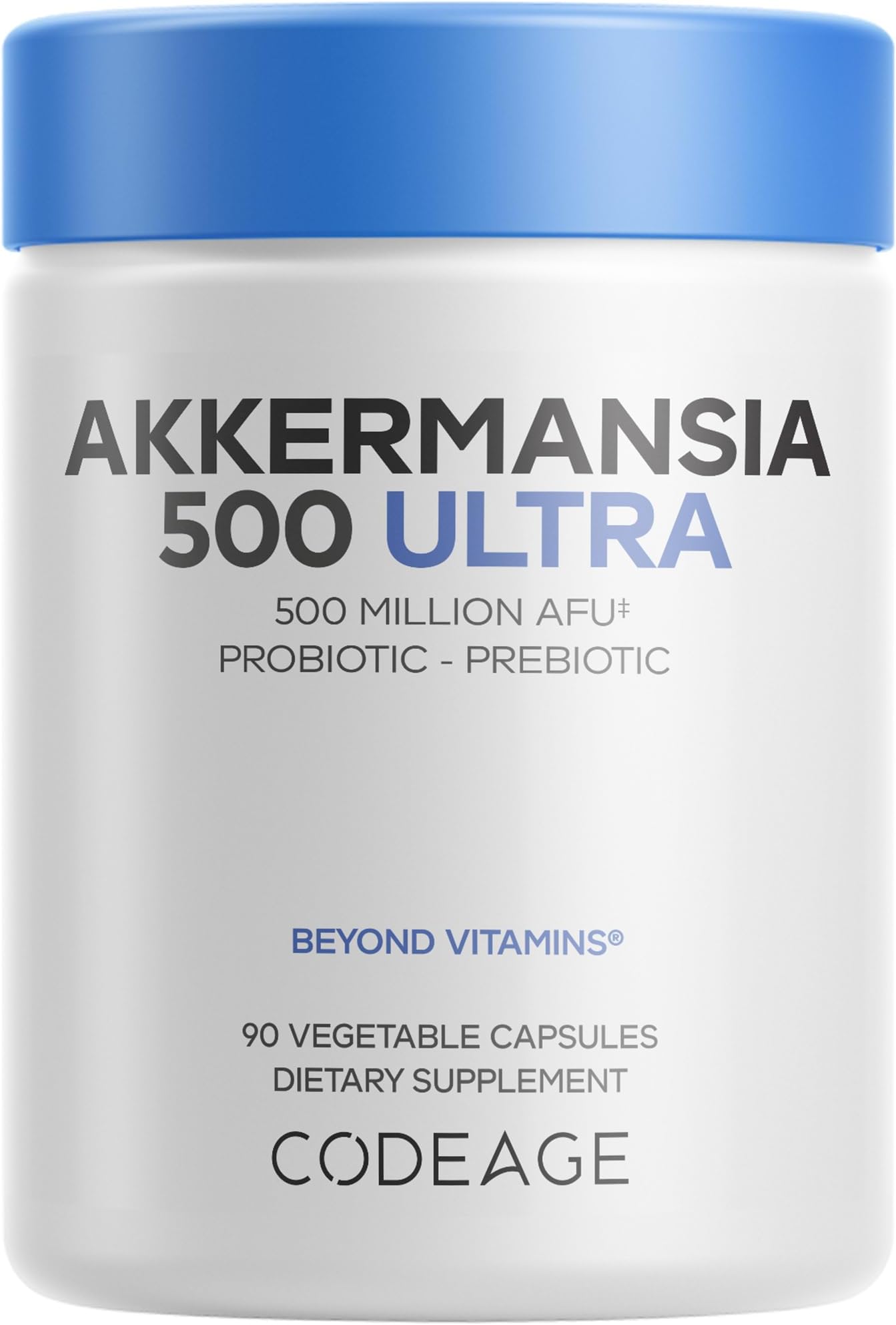 Codeage Akkermansia Muciniphila Probiotic Ultra - High-Potency 500M AFUs Akkermansia Probiotic Supplement - Enhanced Daily Probiotic & Prebiotic, Chicory Inulin - 3-Month Supply - 90 Capsules