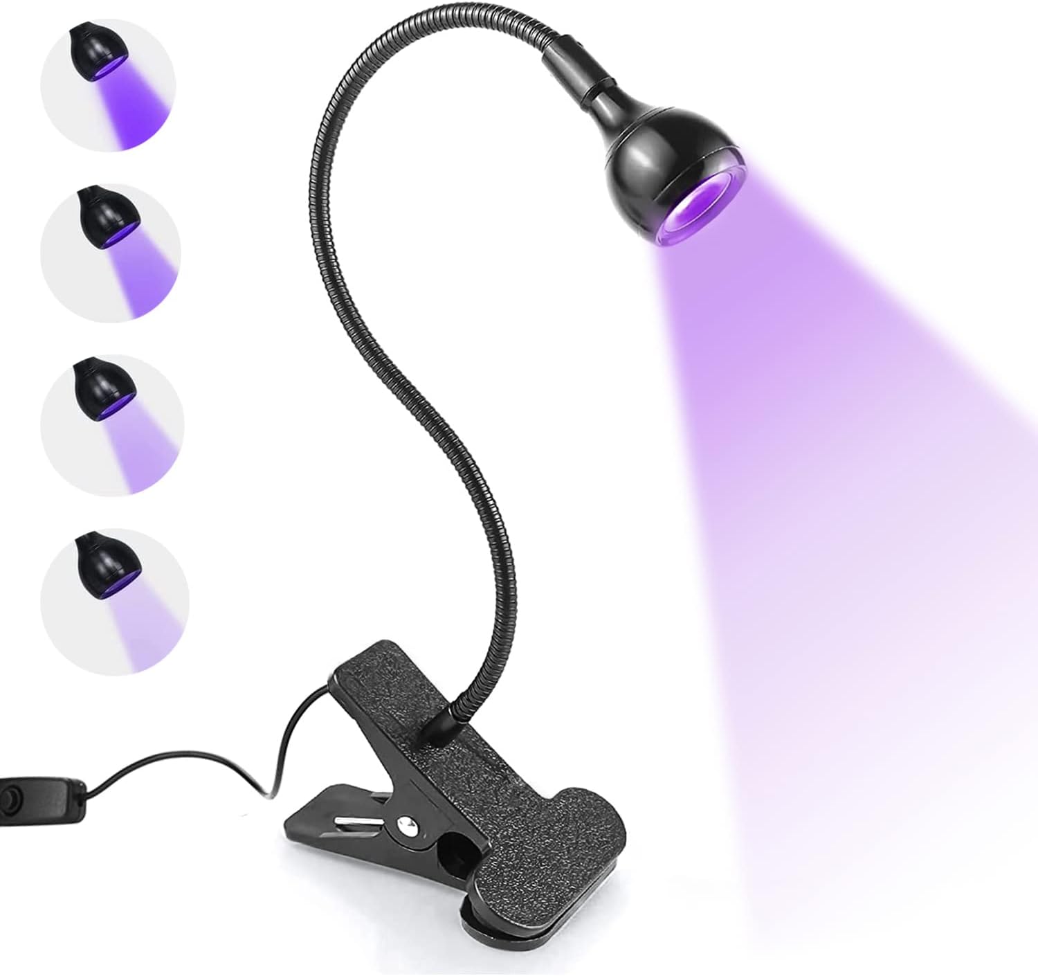 3W UV Nail Lamp, Hands Free Gel LED Dryer Polish Curing Lamps Rotated with Fixed Clip for Nails